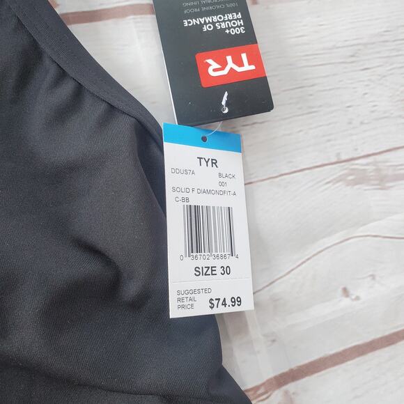 NWT TYR Durafast Elite Solid Diamondback Size 30 (XS) Black - Picture 6 of 7